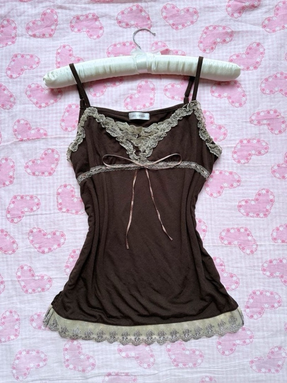J-Fashion brown lace fairy grunge cami with ribbon size m